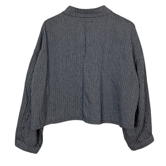 THE GREAT. Size 3 (US L) Pilot Swing Striped Cropped Boxy Cargo Jacket Stripe - Picture 7 of 14